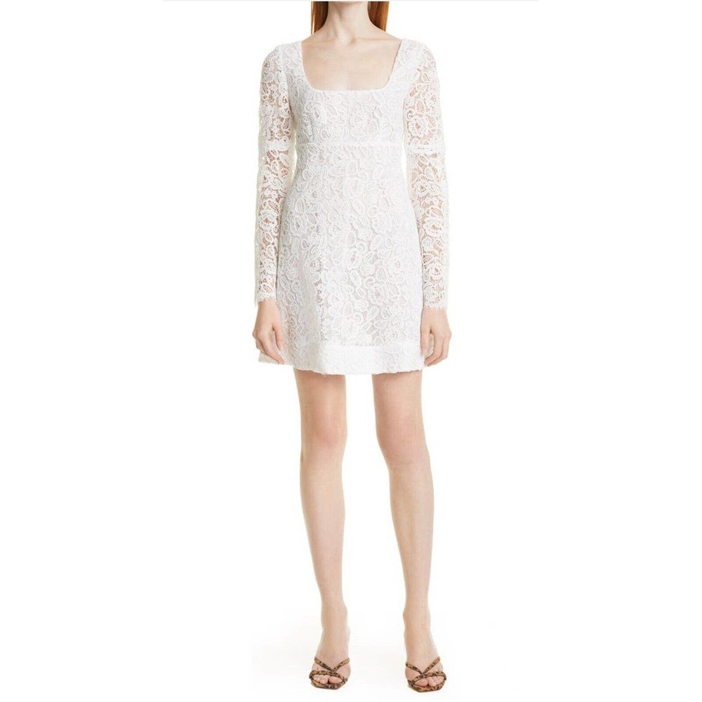 Staud Beth Long Sleeve Lace Empire Waist Dress - Picture 2 of 11